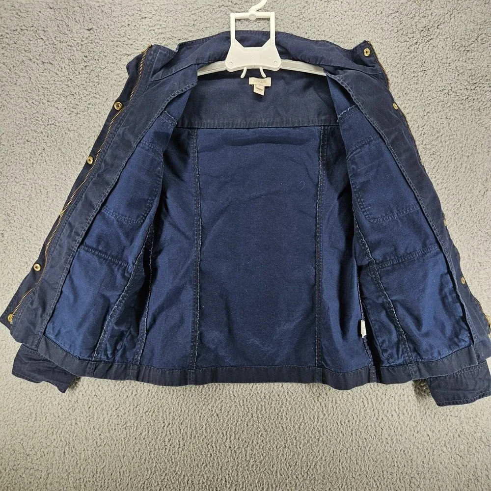 J Crew Women's Jacket Navy Blue Military Field Cargo Jacket‎ Small S Full Zip Up